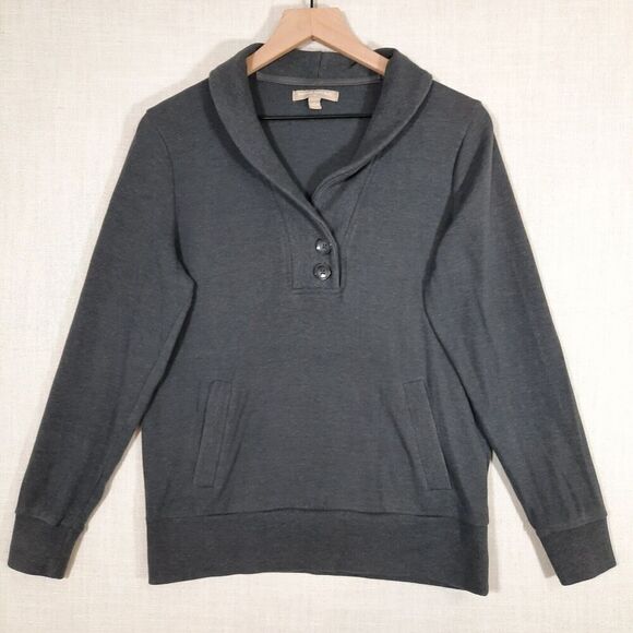 Banana Republic Women's Sweatshirt Size Small Jersey Buttoned Ribbed Shawl Neck - Picture 10 of 14